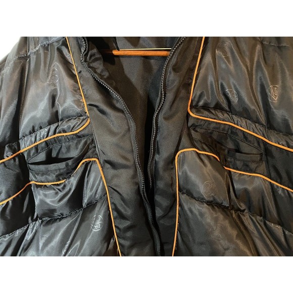 Sean John Mens Bomber Jacket Sz 2x Black Faux Fur Brown Collar Heavy Duty Vented - Picture 10 of 12